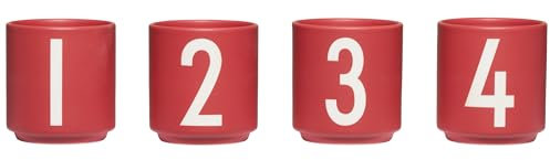 Design Letters Set di 4 Tazze Espresso | Tazzine da Caffè in Porcellana con Lettere Incise | Tazze Caffe Perfette per la Decorazione della Tavola o come Porta Candele | Tazzine Caffe Particolari 50 Ml