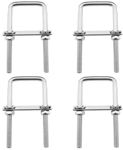 YINETTECH Lot de 4pcs Boulons en U Carrés M8 en Acier Inoxydable 304 avec Écrous et Rondelles de 42mm de Largeur Intérieure pour Remorques Tuyaux Quincaillerie en Bois