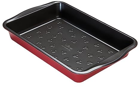 Prestige New Disney Bake with Mickey Mouse Bratblech mit Antihaftbeschichtung - Tiefe große Backform 33 cm x 23 cm, Karbonstahl-Backgeschirr, Rot & Schwarz
