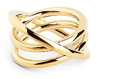 SINGULARU - Anillo Trinity. Latón Macizo con Acabado Baño en Oro de 18 Kt. Joyas para Mujer. Talla 20