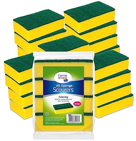 HOMESHOPA Heavy Duty Scrub Sponges, Catering Sponges Scourers, Non-Scratch Washing Up Scrubbing Dual Sided Dishwashing Cleaning Scourer, Reusable Scrub Pads for Kitchen Bathroom Pots Pans (20 Pack)