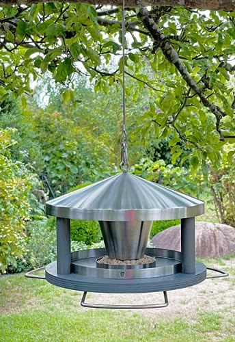 LicusDesign Vogelhaus zum Aufhängen wetterfest aus Edelstahl - Vogelfutterhaus - Futterhaus für Vögel hängend, Vogel Futterhaus modern - Vogelhäuschen, Vogelfutterspender Vogelfutterstation