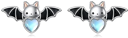 Fledermaus Ohrringe für Damen Mädchen 925 Sterling Silber Mondstein Ohrstecker Fledermaus Geschenk Mondstein Schmuck