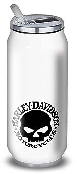 Gourde/Bouteille d'eau en Aluminium - Acier Inoxydable (thermos 24h) réutilisable 330ml à 750ml, hommage HD Skull (Canette M 500ml, Acier Inox)