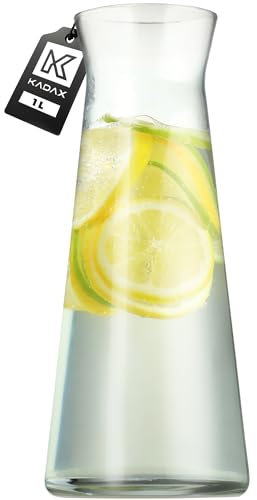 KADAX B0CHMQ2KP3 Carafe en verre robuste, passe au lave-vaisselle, carafe à eau sans plomb, carafe pour eau, jus, limonade, lait (1 l, 1 pièce)