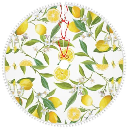 Weihnachtsbaum-Rock mit frischen tropischen Zitronen, Weihnachtsmotiv, Urlaubsdekoration für Zuhause, Party, Weihnachtsbaum-Zubehör