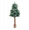 Weihnachtsbaum auf Naturstamm 160 cm künstlicher Christbaum Grün mit Schnee Effekt Tannenbaum aus PVC Weihnachtsdeko inkl. Ständer und Jutestoff