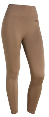 FREDDY - Leggings mit hohem Bund und 7/8-Länge, nahtlos mit gerippten Details, braun, X-Small