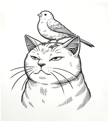Wütende Katze mit Kanarienvogel auf dem Kopf Geschirrspüler Magnet Deko Geschirrspüler Magnet Edelstahl Aufkleber