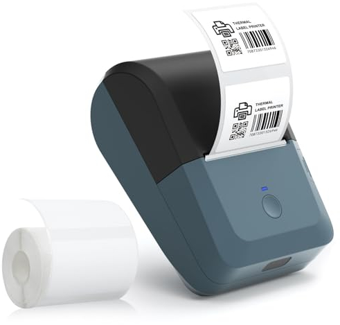 Bisofice Y50 Etikettendrucker Bluetooth Etikettendrucker Thermoetikettendrucker mit 1 Rolle Etiketten Selbstklebend, Kompatibel mit iOS & Android für Einzelhandel, Büro, Supermarkt