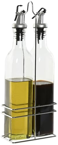 MGE - Set de Aceitera y Vinagrera - Aceitera Antigoteo - Recipiente para Aliños Antigoteo - Aceitera y Vinagrera a prueba de Fugas y sin Goteo - Dispensador de Aceite y Vinagre con Vertidor - 500 mL
