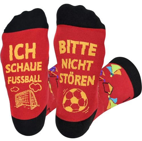 Brightdeal Lustige Fußball Socken mit Spruch Bitte Nicht Stören Ich Schaue Fußball, Geschenke für Männer und Damen Fußball Fanartikel, Fußballliebhaber Geburtstag Vatertag Weihnachten Geschenke