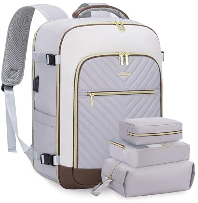 LOVEVOOK Reiserucksack Handgepäck Flugzeug 17.3 zoll Laptop Rucksack Damen Wasserdicht Travel Backpack Women Groß Weekender Carry On Duffle Bag Cabin Luggage Reisetasche Set für Reise Business