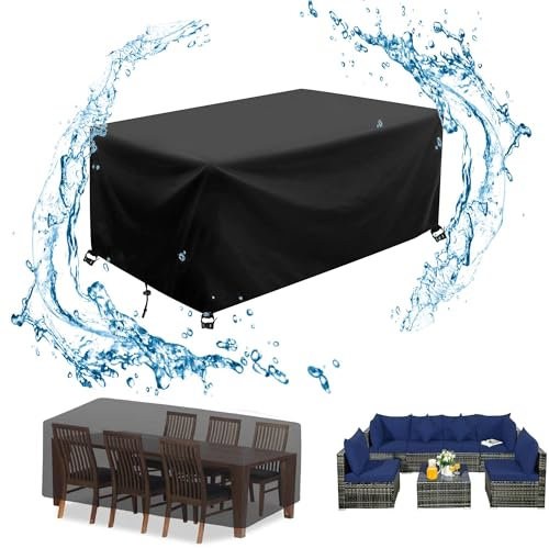 Wasserdichtes Rattan-Gartenmöbel-Set, 42 x 42 x 42 cm, Outdoor-Sofa- und Tischbezüge, Innen- und Außenbereich, Regenschutz für Gartenmöbel, Schwarz