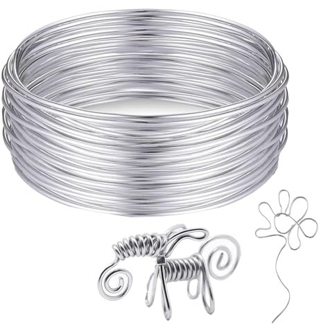 Hsyadazi Alambre de aluminio para manualidades, 20 m de alambre de aluminio (2 mm), alambre flexible para joyas en plata, para joyas, decoración y modelismo