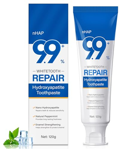 Hydroxyapatite Toothpaste for Enamel Protection & Tooth Strengthening - 9.9% Hydroxyapatite Enamel for Sensitive Teeth to Repair, Fluoride-Free Dental Care with Mint (1 PC)
