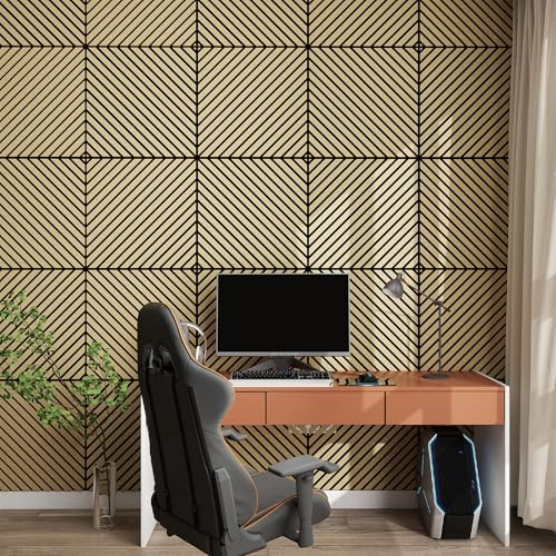 NEU.HOLZ Akustik Wandpaneele Vang 4er Set Wandverkleidung zum Kleben und Schrauben 1,44 m² Holzfurnier 3D Paneele diagonale Lamellen in Eichenoptik