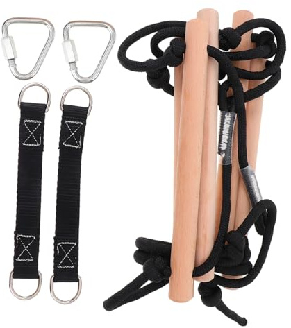 CORHAD Escalera de Cuerda de Madera para Resistente y para Columpios Gimnasios al Aire Escalada Infantiles Jardín