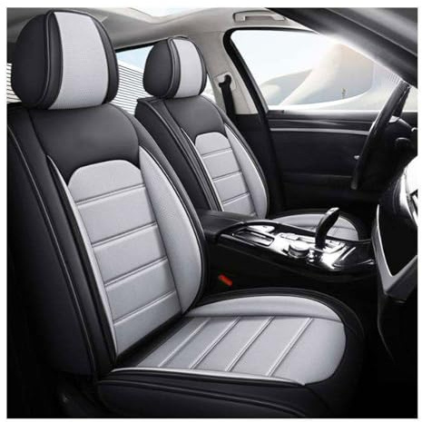 Gaoxianglin Sitzbezüge Auto 5 Stück für Dacia Spring Sitzbezug Auto Set Leder Vordersitze Schonbezug Autositze Rücksitz, Wasserdicht Und Atmungsaktiv Airbags(Gray)