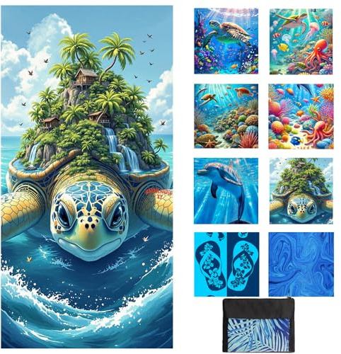 Strandtuch Mikrofaser Beach Towel Badetuch Sandfrei XXL Schnelltrocknend Strandhandtuch Damen Groß Strandtücher Sommer Handtuch Strand Zubehör Must Haves Geschenke für Damen 180*80 Schildkröte A