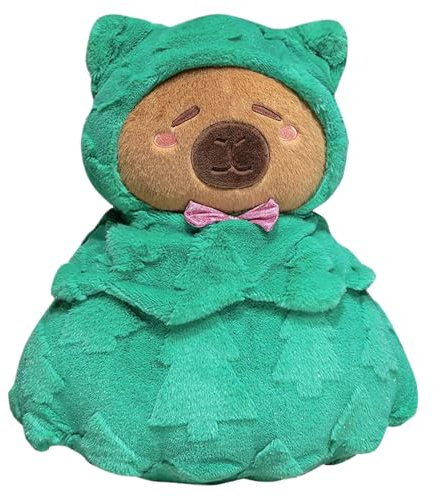 Capybara Plush Toys - Christmas Tree Plush, 15,8 Zoll, Feiertags-weiche Capybara-Puppe mit abnehmbarem Hut, Weihnachtsbaum-Spielzeugkissen für Kinder, Erwachsene, Mädchen, Jungen, Mädchen, Freundin