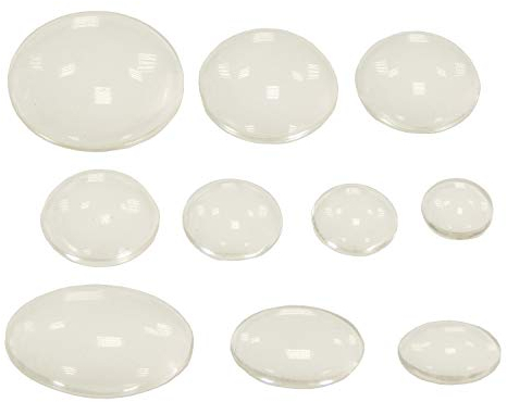Perlin 100Stk Klar Glas Cabochon Set 10/12/14/16/18/20/30 mm Rund und Oval für Fassung Glaskuppel 10 verschiedene Größen Super Optik A Grade Dekoration Schmuckherstellung