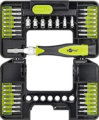 goobay Präzisionsschraubendreher Set 37-teilig, Feinmechaniker Werkzeug Bit-Set aus Chrom-Vanadium, für PC, Handy, Laptop & Brillen - 74003
