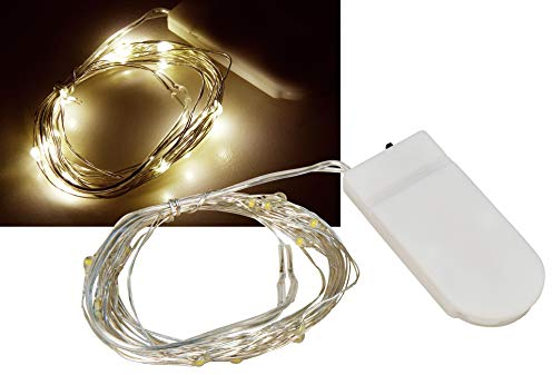 McShine LED Draht-Lichterkette | Micro | 20 LEDs, 2m, warmweiß | Batteriebetrieben, hauchdünne Drähte für flexible Dekoration