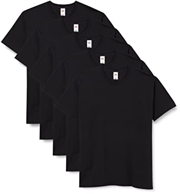 Fruit of the Loom Men's Iconic, Lightweight Ringspun Tee, 5 Pack T-Shirt, Black (Black 36), X-Large (Size:XL) (Pack of 5)