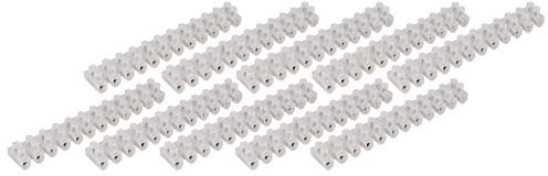 MC POWER - Lüsterklemme | 12-polig, Weichplastik, trennbar, doppelte Schraubklemmen, 5A / 4,5mm Ø, transparent, 10er-Pack für Elektroinstallation, Verkabelung