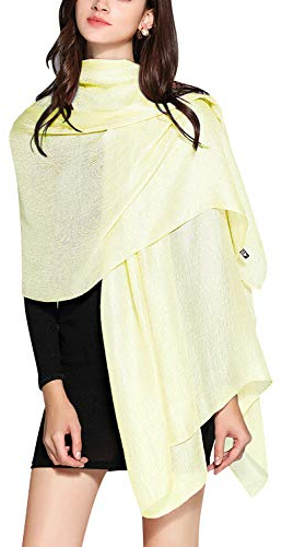 YAOMEI Damen Schals Leinen, Sommer Frühling Halstücher Stola Umschlagtücher Umschlagtücher Halstuch für Hochzeiten Braut Bridemaids Abendgarderobe (70,9 * 30,3 Zoll (180 cm * 77 cm), Hellgelb)