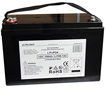ULTRAMAX LI100-12C 12V 100A LITHIUM PHOSPHATE BATTERY FOR SOLAR (WIND) HOUSE-USE