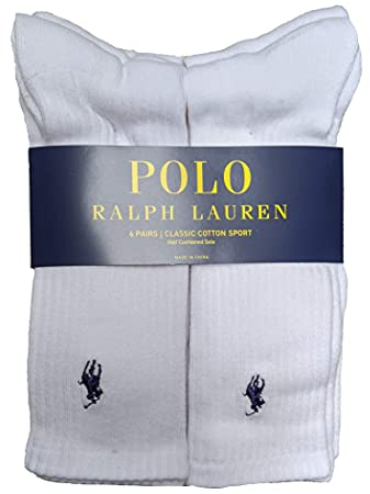 Polo Ralph Lauren Klassische gerippte Crew-Socken für Herren – 6er-Pack - Weiß -