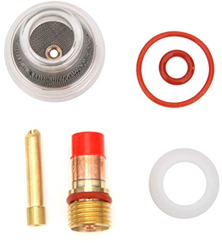 WP-Brenner Gaslinse Spannzange Körper Glas Tasse WIG-Schweißbrenner Kit Zubehör für WP-17/18/26 Brenner Zubehör Ersatzteile Wolfram Nadel Gummi Unterlegscheibe(3,2 mm)
