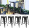 Flyelf Industrieller Barhocker 4er-Set, HIGH Hocker 76 cm Metall und Holz 150 kg Retro-Hocker im Industry-Design (Schwarz, 4)