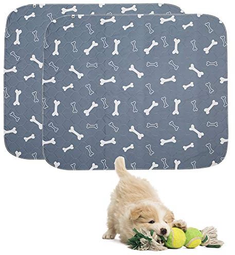 Geyecete Lot de 2 Tapis educateur pour Chien et Chiot, Tapis propreté pour animaux, lavables,Réutilisables,Super absorbant, Pee Pad Anti-fuites,Antidérapants,alèse Pour Chat et Chien-L-Gris-2 pièces