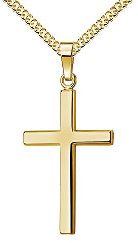 JEVELION Kreuzkette Kreuz-Anhänger 585 Gold Goldkreuz für Damen und Herren + Schmuck-Etui und Zertifikat Mit Kette Länge 60 cm