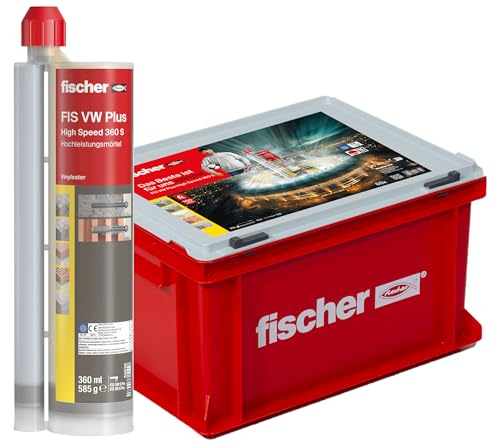 fischer Hochleistungsmörtel FIS VW Plus (High Speed) 360 S im praktischen Handwerkerkoffer, wetterfester Montagemörtel mit schneller Aushärtezeit, Mörtel für Schwerlasten, 20 Kartuschen je 360 ml