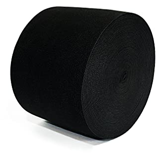 25 Mètres Bande élastiques de couture, bande élastique plate, bande élastique large, large bande élastique plate, bande élastique blanche, tissu élastique à coudre, bandes à coudre Noir (120 mm x 25m)