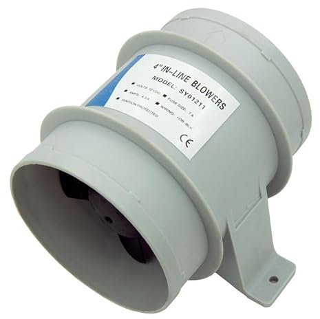 Inline Blower，4 Inch Bilge Blower 12V 4A Marine Bilge Blower 235CFM Air Blower Boat Cool Fan Marine Ventilation (4 inch)