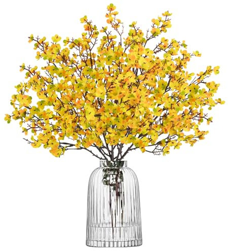 Uieke Künstliche Herbstblumen für Babys, 6 Stück, Kunstseide, Schleierkraut, Blumenstrauß für Zuhause, Festival, Hochzeit, Party, Küche, Schlafzimmer, Weihnachtsdekoration (Orange)