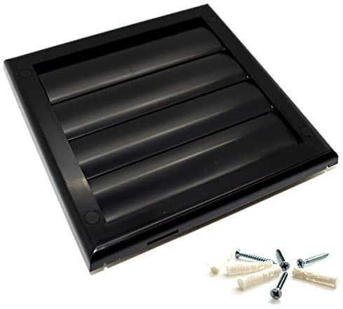 Black Gravity Grille 125 mm / 5 inch External Ducting Air Vent with Round Spigot and Non-Return Gravity Shutters for Kitchen Ceiling Extractor Fans Bathroom Ventilation Duct Fan Cover