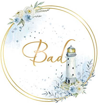 Grandora Türaufkleber Bad mit Leuchtturm und Rosen I Motiv 17 I Wandsticker selbstklebend WC Wandaufkleber Toilette Wandtattoo Badezimmer Aufkleber DL446-17