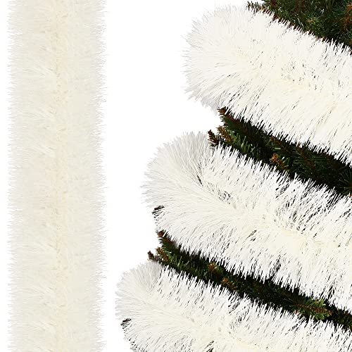 SPRINGOS Girlande für den Weihnachtsbaum Kunstgirlande Weiß 15 cm x 6 m Baumboa extra breit Weihnachtsgirlande Weihnachtsdeko