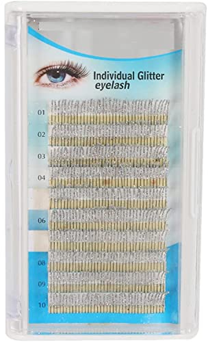ZHUOZZ Extensions de cils à paillettes, faux cils scintillants à la mode, C Curl 0,15 mm brillant coloré faux cils argent/violet maquillage de cils individuels (Argent)
