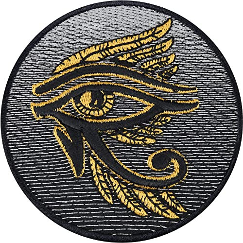 Parches ropa termoadhesivos EGIPTO | HORUS - Patch del Ojo de Horus para coser/planchar - Pegatinas del dios halcón Horus, Símbolos del antiguo Egipto - 80x80mm