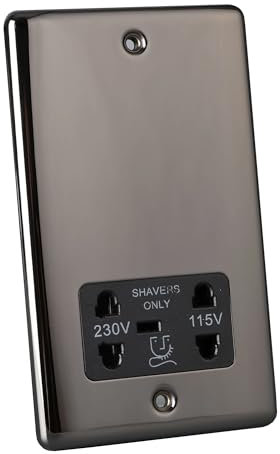 Caradok Shaver socket 115v/230v dual voltage Black Nickel, Black Insert