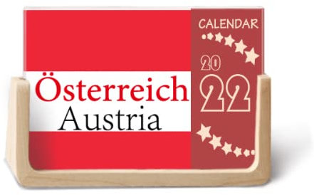 Tischkalender 2022, Motiv: Österreich, Ländertext, Englisch, 12 Monate