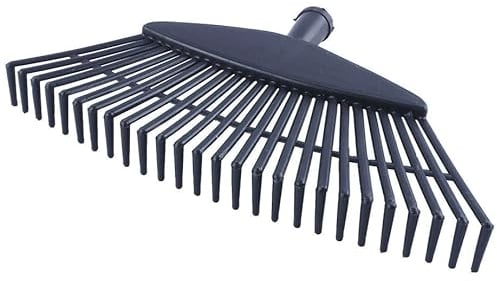 BAUSTER® Fächerbesen Kunststoff Gartenrechen Rasenrechen Harke, Robuster Rechen 400 mm Rechen Laubrechen 40 cm, Laubbesen , Laubrechen aus Kunststoff Schwarz ohne Stiel