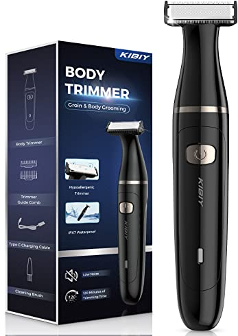 Körperrasierer Elektrisch, Kibiy Bodygroom für Gesicht, Körper, Intimbereich, IPX7 Wasserdichter Nass/Trockener Body Rasierer für Herren mit Kammaufsätze, Type-C aufladbarer Intimrasierer Mann